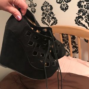 Platform wedges with cut outs